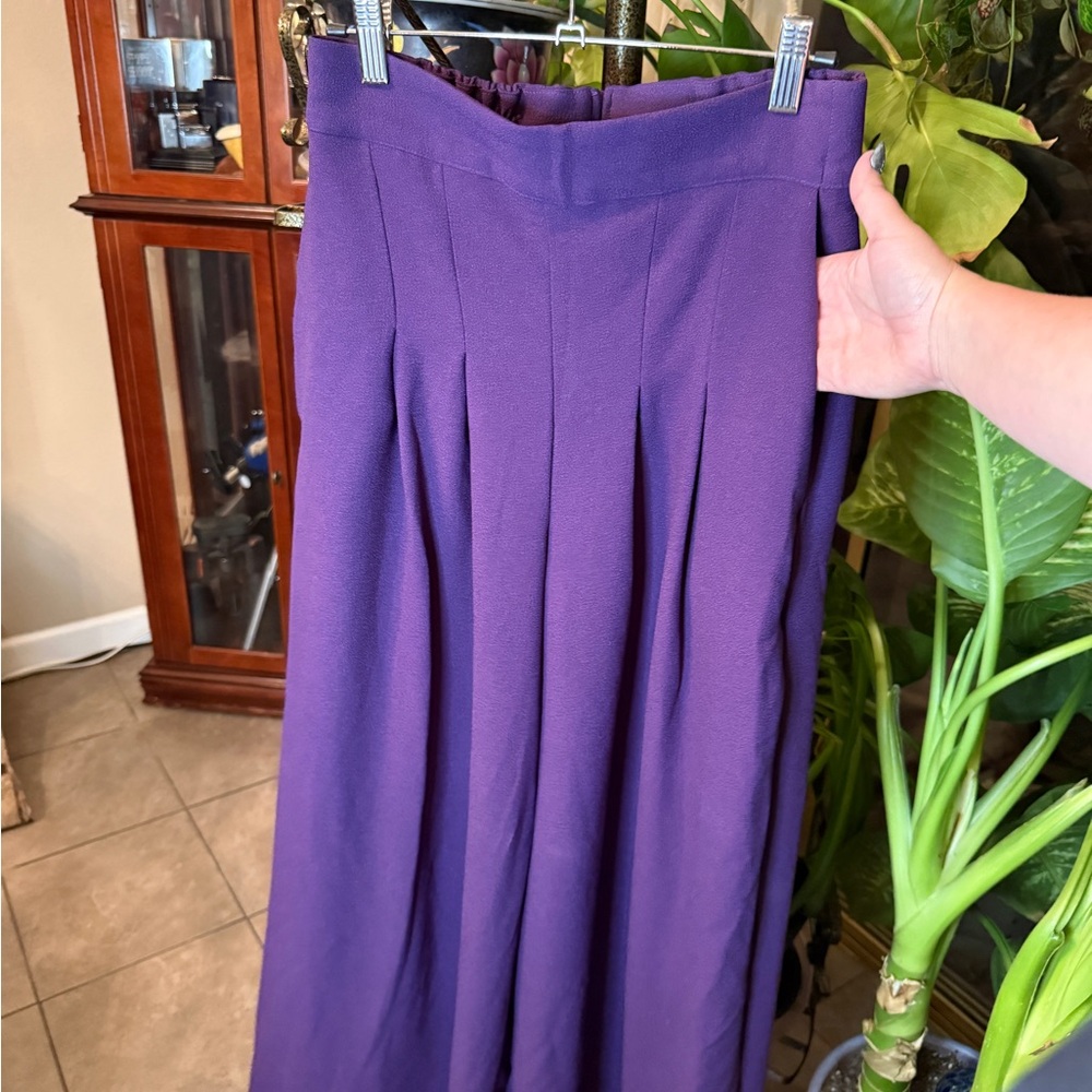 Wide Leg Purple Pleated Doris Trousers - Picture 3 of 5